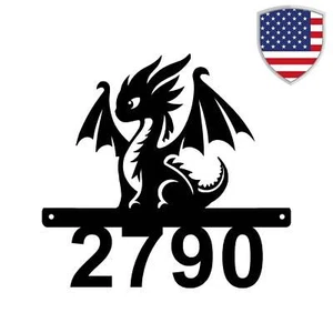 Youthful Dragon Address Sign – Open Number Metal Art | Made in USA - Picture 1 of 14