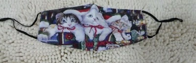 Christmas Face Mask, 5 CHRISTMAS KITTIES  - Image 1 of 3