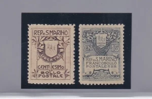 1910 San Marino: Stemma (N° 49/50) s. cpl. Cert. M.Raybaudi. (346/s45) - Imagen 1 de 3