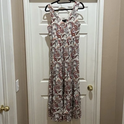 Maxi Vestido Boho Rachel Zoe Para Mujer Sin Mangas Paisley Estampado Floral Talla 2 Usado en Excelente Condición Foto 1 de 4