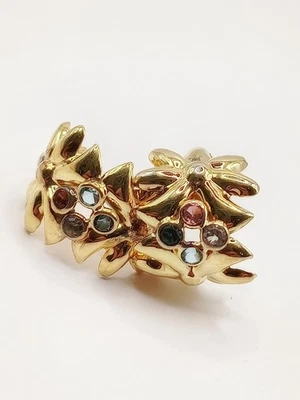 Orecchini Vintage donna lobo argento Dorato 800 Placcato Oro 18 Kt? Zirconi  - Immagine 1 di 4