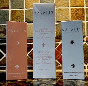 Valaiss Switzerland Retinol Facial Foaming Cleanser Day And Night Cream Lot NEW - Picture 1 of 8