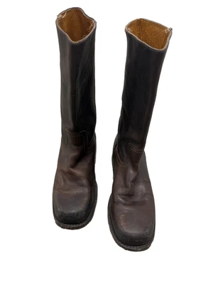 Botas Altas Frye Campus Cuero Encerado Marrón Oscuro Talla 9 – Clásicas De Colección Foto 1 de 4