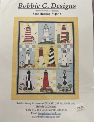 Safe Harbor Lighthouses Quilt Pattern #Q532 Bobbie G. Designs 58" x 47" - Image 1 of 2