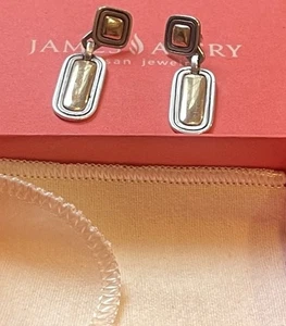 Pendientes James Avery retirados de oro amarillo de 14 k con poste de eslabones geométricos de ley - Imagen 1 de 10