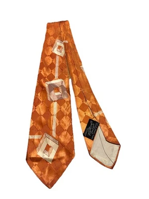 Corbata de seda Towncraft Deluxe vintage años 30-40 en naranja. Foto 1 de 3