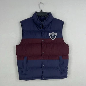 Ralph Lauren Rugby Vest Mens Medium Blue Maroon Wool Cashmere Down Puffer Jacket - Picture 1 of 20