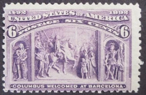US Scott # 235 6 cent Purple Columbian Exposition 1893 Mint Light Hinge - Picture 1 of 3
