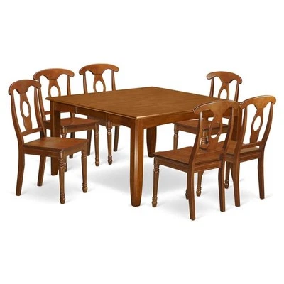 East West Furniture Parfait 7-piece Wood Dining Room Set in Saddle Brown - Image 1 of 4