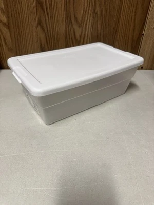 Sterilite 6 Qt Storage Box 1642 White Lid Clear Tote – Lot 8pcs - Image 1 of 2