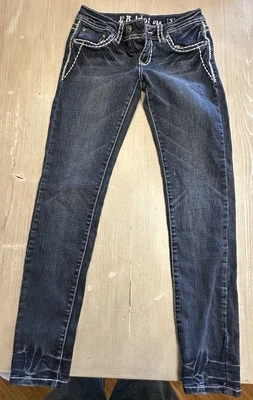 LA Idol USA Embellished Jeans Size 5 / W29 L31.5 Dark Wash Boot Cut Jeans - Image 1 of 4