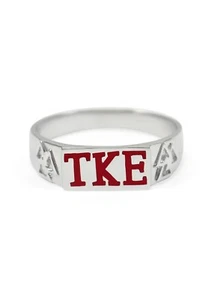 Tau Kappa Epsilon Sterling Silber Ring mit roten Buchstaben - Bild 1 von 3
