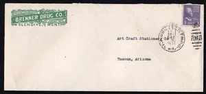 Diciembre 1938 Prexie Solo Use 807 Brenner Drug Glendive MT St Paul & Miles City RPO - Imagen 1 de 1