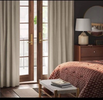 Threshold Blackout Curtain Panels Pair Natural Aruba 50” X 63” New open Box - Image 1 of 4