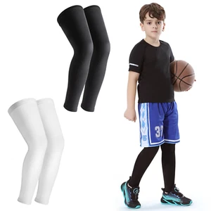 Newbyinn Kid Leg Sleeve 2 Pairs, Long Compression Leg Sleeve for Youth Boy - Picture 1 of 12