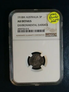 1918 M AUSTRALIA THREEPENCE NGC AU 3P SILVER Coin PRICED TO SELL NOW! - Picture 1 of 4