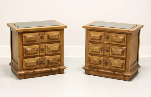 LINK-TAYLOR Espanol Oak with Slate Tops Spanish Colonial Nightstands - Pair Cover