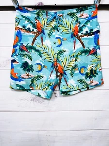 George Mens Swim Shorts Size 2XL Island Bird Print Elastic Waist Pockets - Picture 1 of 9