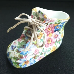 Vintage Nantucket Home Porzellan Allover Blumen Baby Stiefel 4" - Bild 1 von 8