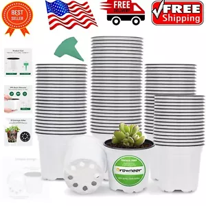 Reusable 4-Inch Plastic Plant Pots with Drainage Holes and 15 Labels - 120 pcs - Picture 1 of 9