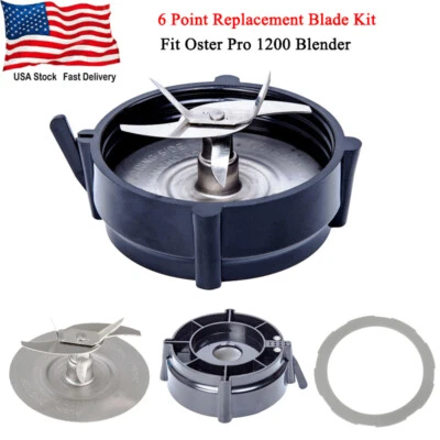 Cuchilla de repuesto de 6 puntos con base de frasco kit de tapa inferior para licuadora Oster Pro 1200 Foto 1 de 4