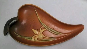 Vintage 1940s Zephyr Lily Sienna Platter 477-12 Roseville Pottery VG Cond Nice - Picture 1 of 15