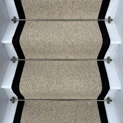 Escalera Biscotti beige espiga con borde negro 100 % algodón - Imagen 1 de 4