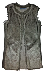 Chaleco largo de piel sintética Simply Vera Wang para mujer color topo corbata frontal de gasa talla XS - Imagen 1 de 6