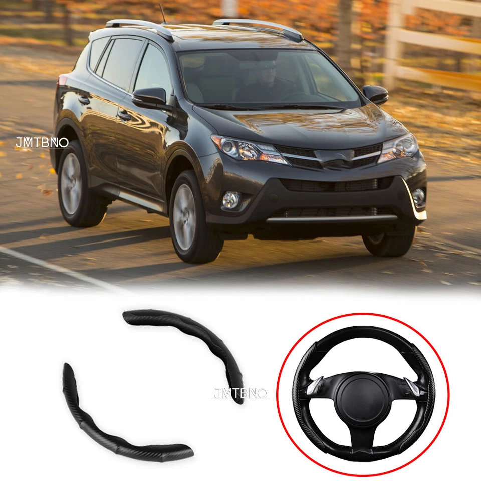 Cubierta elevadora de volante de coche de carbono de 15" de cuero antideslizante para Toyota RAV4 XLE Foto 1 de 4