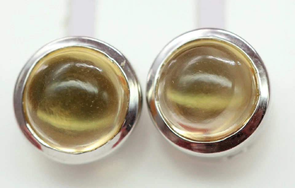4,59 Carati Quarzo Citrino Cabochon Orecchini 925 Argento Gialli Preziose Unisex - Immagine 1 di 4