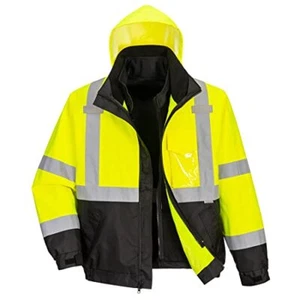 Portwest US365 Hi-Vis Reflective Premium 3-in-1 Safety Work Hooded Bomber Jacket - Picture 1 of 6
