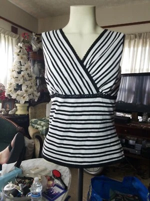 Womens Classiques Entier Sleeveless black white sleeveless Shirt Top Sz L Large - Image 1 of 2
