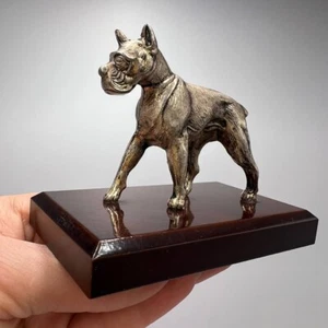 Vintage Sammelfigur Statue versilbert Boxer Hund Souvenir signiert Spanien - Bild 1 von 8
