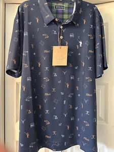 William Murray Polo Shirt Men Medium Blue Tito's Vodka Recipe For Success NEW - Picture 1 of 1