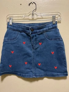 Carter’s Kid Denim Skirt with Red Heart Embroidery - Size 10 - Picture 1 of 3
