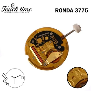 Ronda Harley 3775 Swiss Watch Movement-White Date Disk at 3-1 Jewels-Gold Color. - Picture 1 of 2