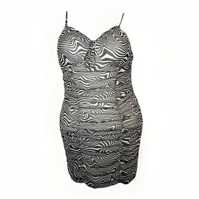 Divided H&M Zebra Print Bodycon Dress Size M Black White Animal Print Trendy - Image 1 of 4