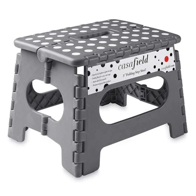 Gray 9 Folding Step Stool, Handle, Portable Collapsible Plastic, Kids Adults - Image 1 of 4