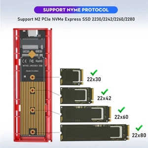 (Grey)M.2 Aluminum NVME SSD Enclosure Adapter 10Gbps High Speed Transmission - Afbeelding 1 van 12