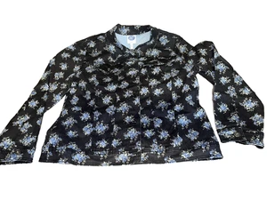 CHAQUETA XL de DIANE GILMAN (azul marino con flores azules) LS BOTONES METÁLICOS - Imagen 1 de 22
