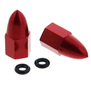 Race-Driven Bullet Tire Valve Cap Wheel Air Port Dust Cover Stem Caps Kit - Red - Picture 1 of 1