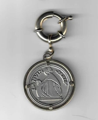 LANVIN PARIS MEDALLION STYLE BAG CHARM SILVER AND GOLD TONE COLOR - Image 1 of 2