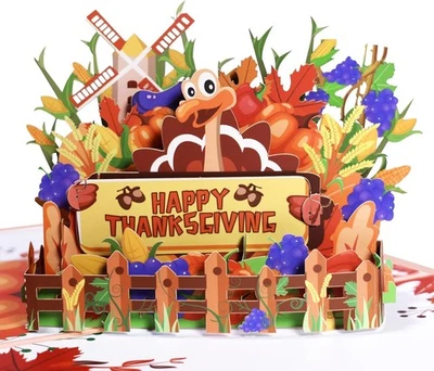 GREETING ART Turkey Thanksgiving Card Pop Up,Happy Thanksgiving Pop Up Card, Fal - Image 1 of 4