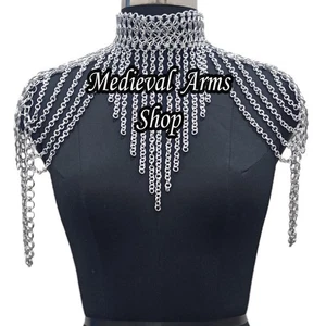 Mittelalter Aluminium Kettenhemd Kragen Schulter Schmuck Festival Outfit für Damen - Bild 1 von 3