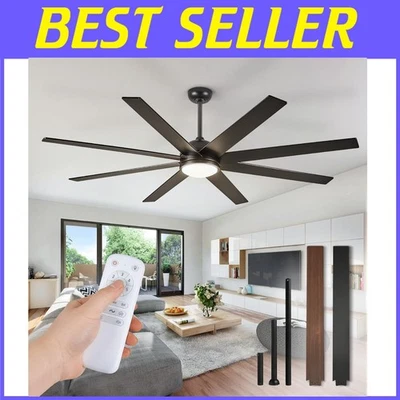 Whisper-Quiet 65-Inch Ceiling Fan - Remote Control, 6 Speeds & 3CCT Lighting - Image 1 of 4