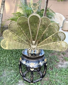 Antique Griffin Brass Folding Fireplace Fan Screen 37.5” x 27” Mythical Decor - Picture 1 of 24