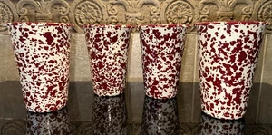 Crow Canyon Enamelware, 14 oz Tumbler Drinking Cup, Set of 4, Red - Picture 1 of 6