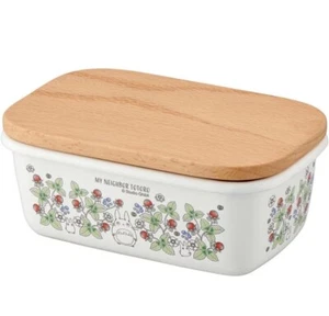 My Neighbor TOTORO enamel butter case storage wood lid - Picture 1 of 8