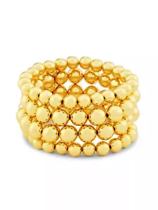 Kenneth Jay Lane, 4 Rows Polished Gold Round Beads Stretch Bracelet - Picture 1 of 9