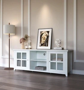 Pembroke White 165cm Entertainment TV Unit with 2 Doors and Shelves Storage Unit - Picture 1 of 8